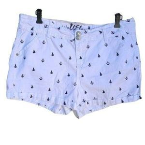 Wallflower Woman's‎ White Nautical Anchor Shorts Juniors Size 3